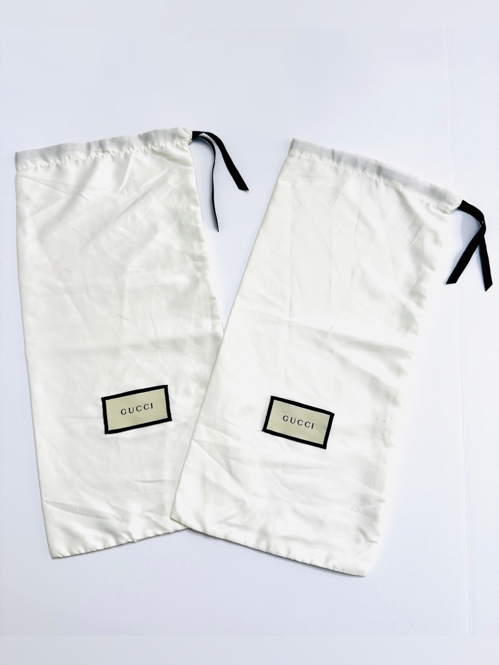 Gucci White Satin Dust Bags Set of 2-Authentic Storage Bag with Drawstring 17x8
